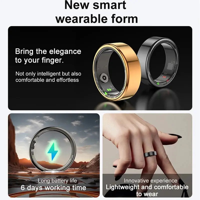 5ATM Waterproof Smart Ring for Men Women Health Monitoring 100+ Sport Modes Fitness Tracking Waterproof Sport Ring Smart 2024New